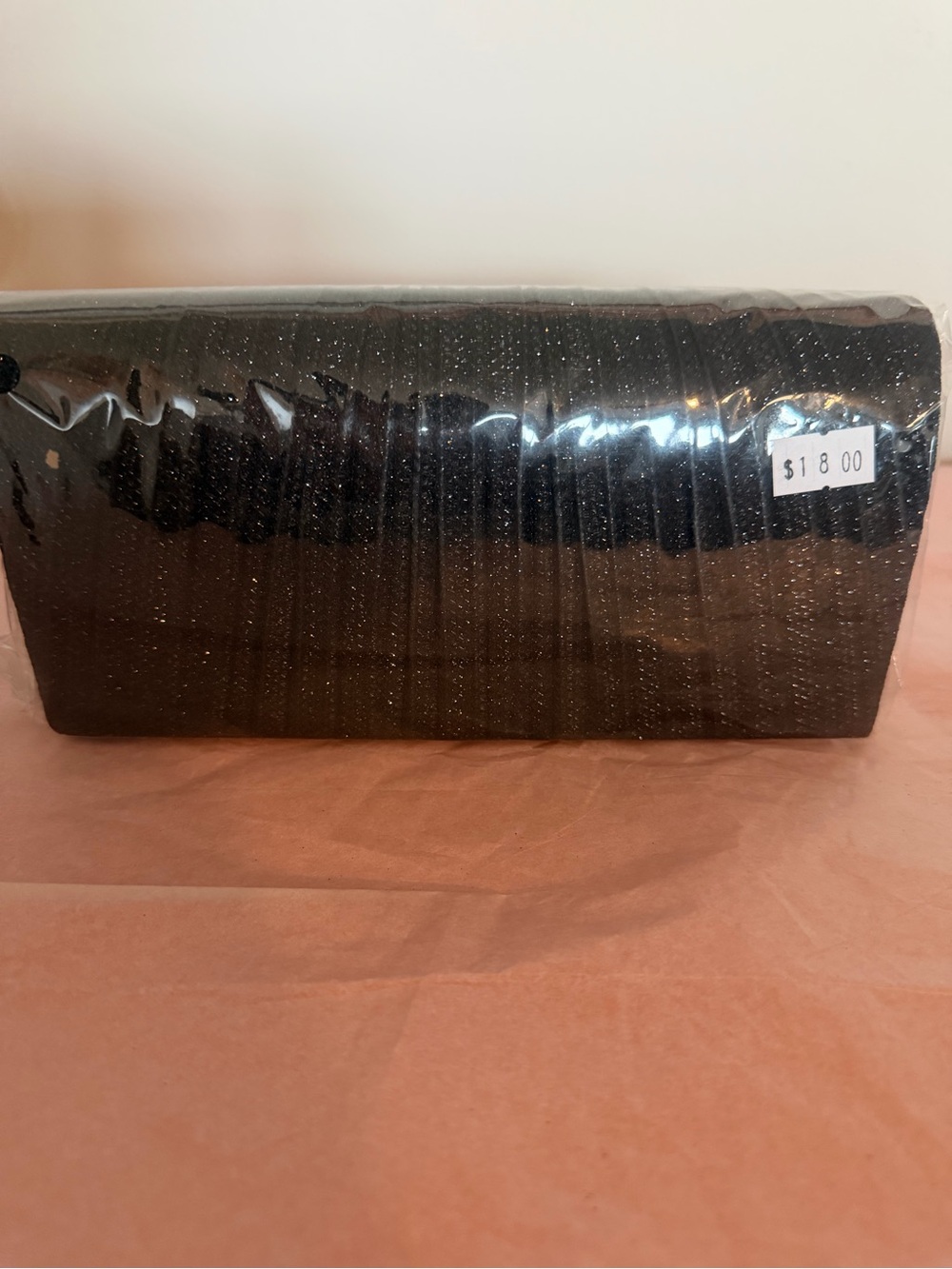 Black Glitter Evening Clutch Bag - Sleek Sparkle Accent